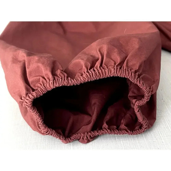 Madewell L Poplin Mini Dress Maroon Cotton Square Neck Boho Fall Prairie Comfy - Picture 12 of 14